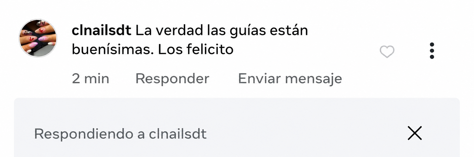 Comentario felicitando por la calidad